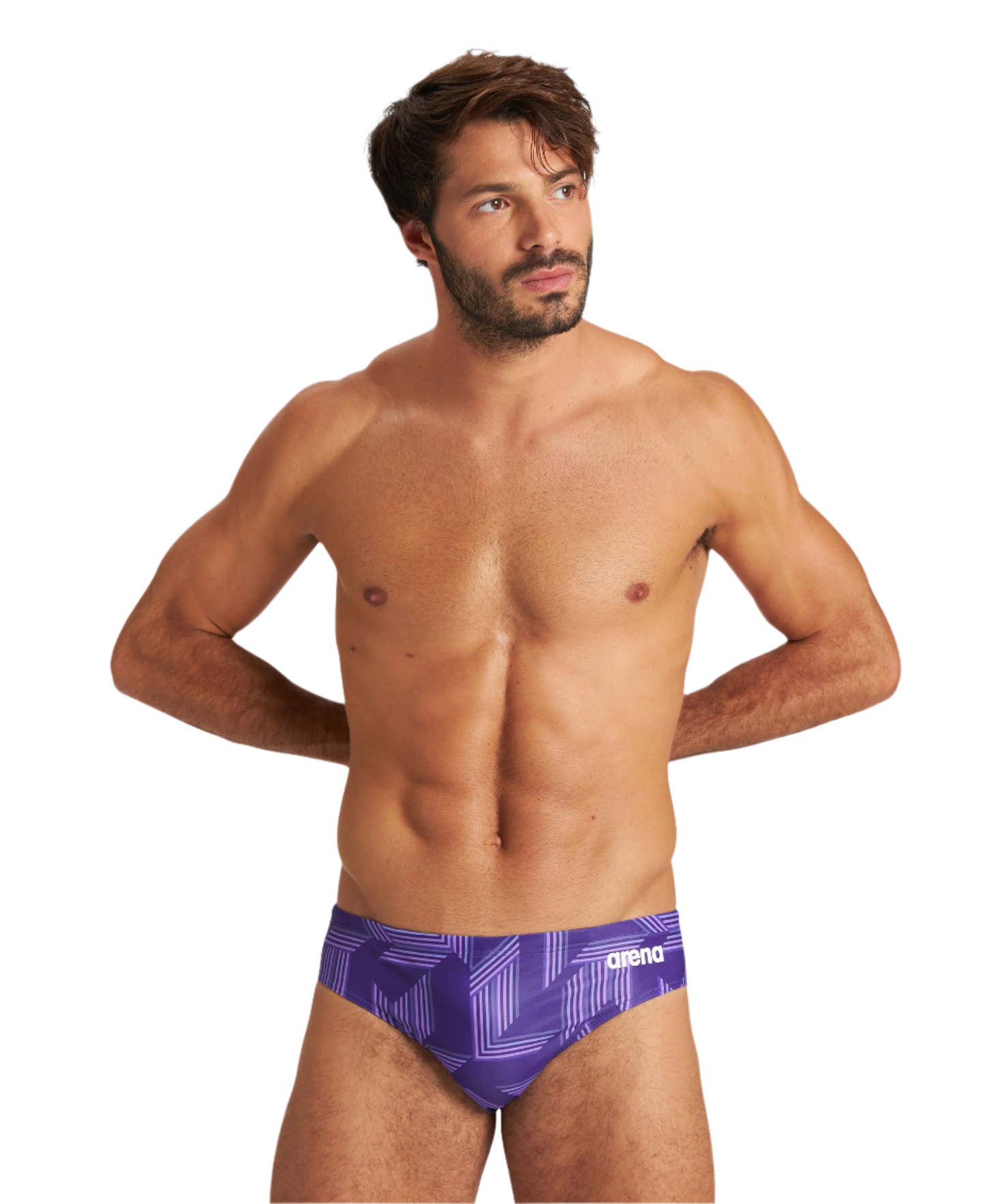 Arena Men's Puzzled Brief Swimsuit - Black/Purple - FINAL SALE