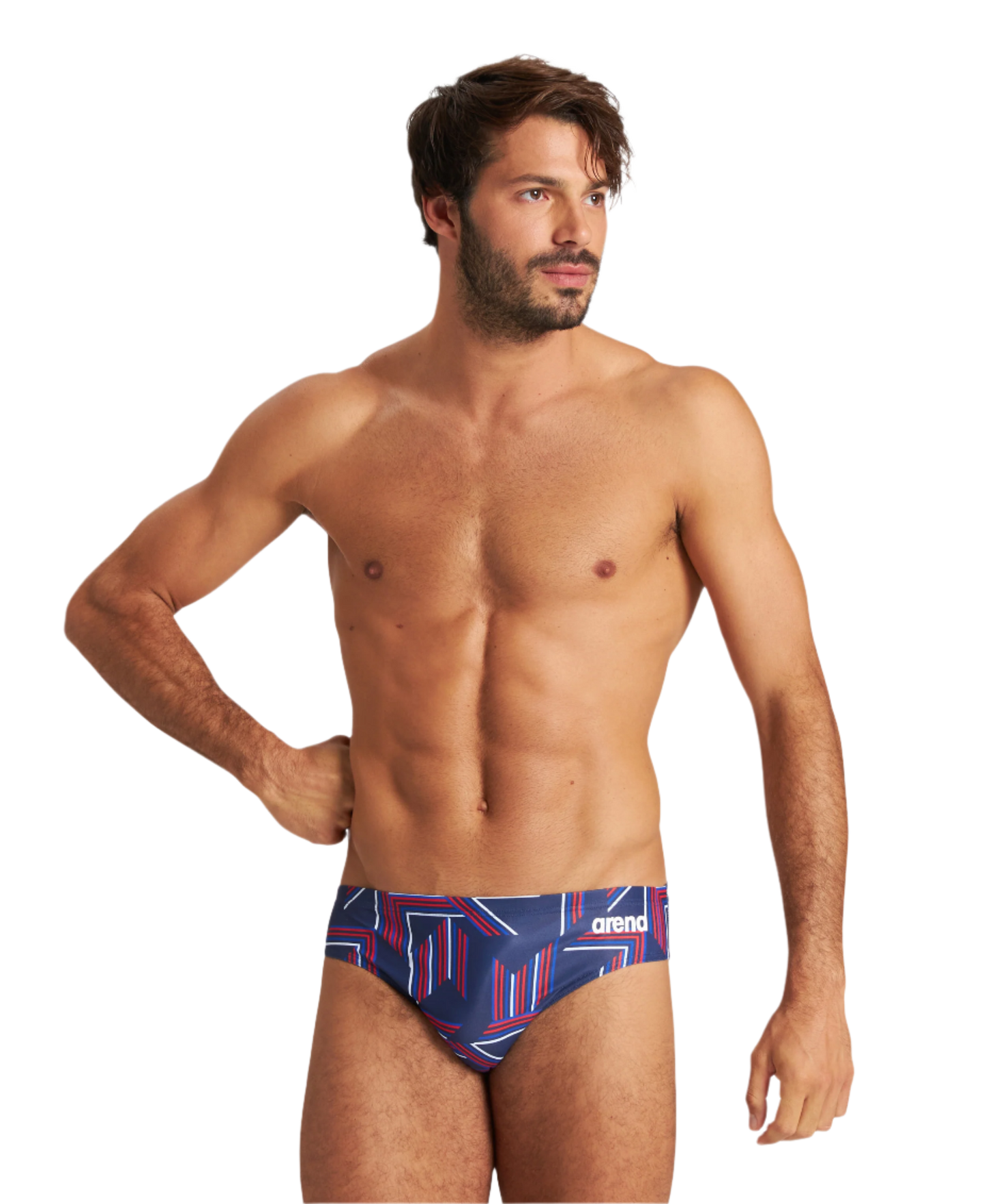 Arena Men's Puzzled Brief Swimsuit - Navy/Red - FINAL SALE