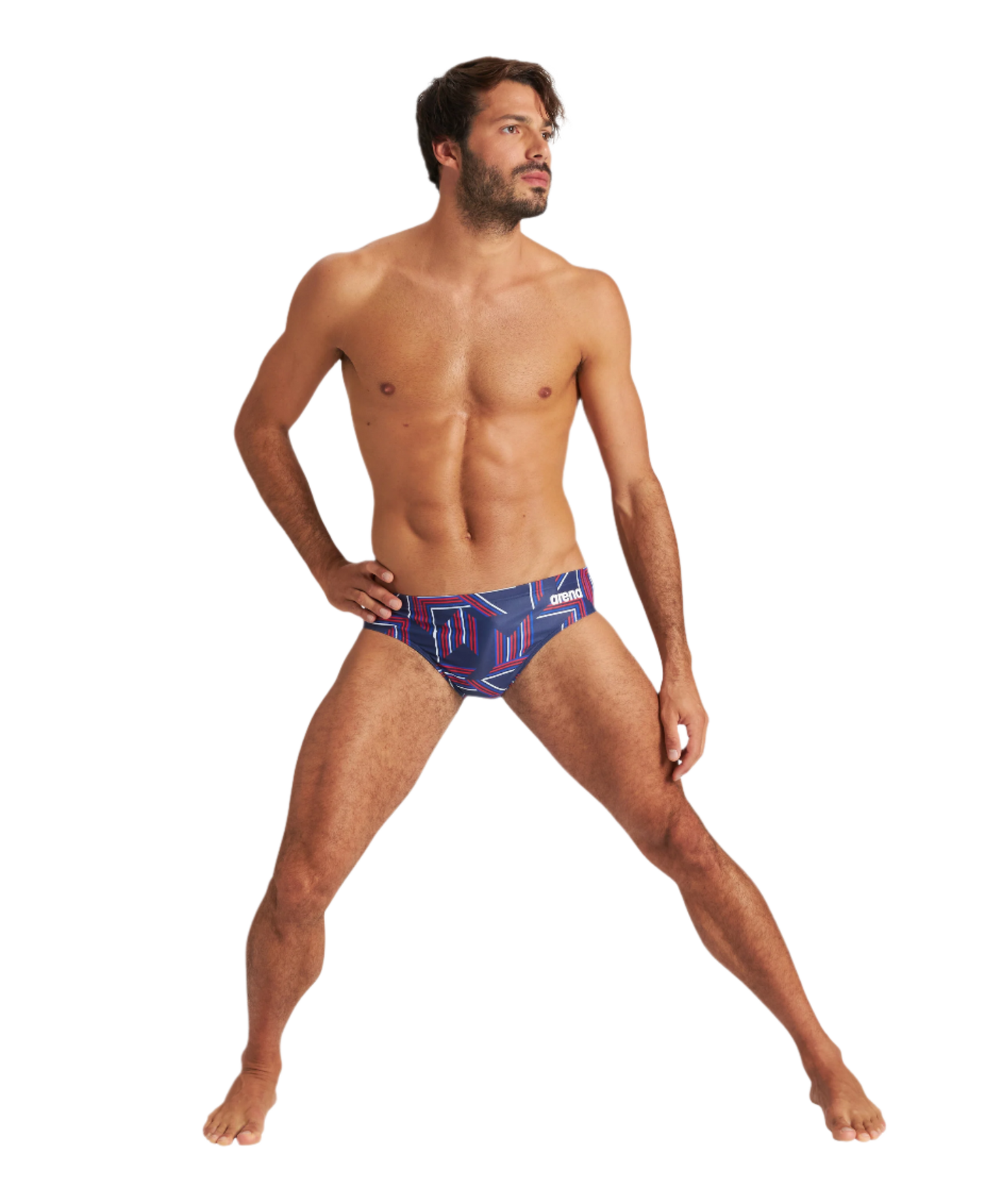 Arena Men's Puzzled Brief Swimsuit - Navy/Red - FINAL SALE