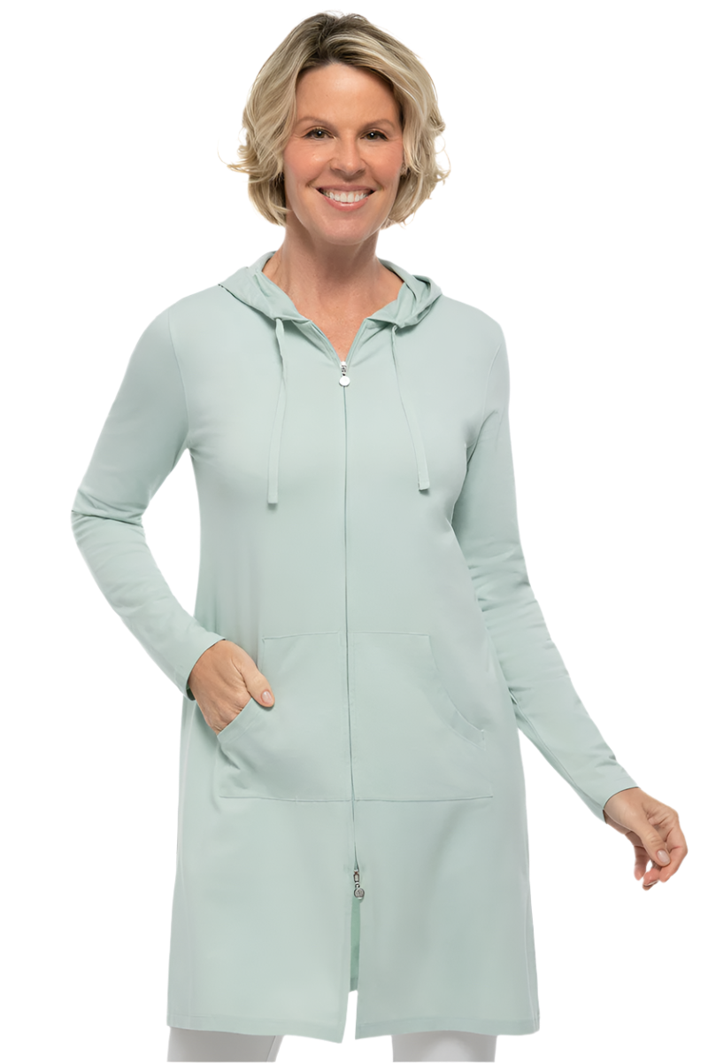 Coolibar Cabana Hoodie Coverup UPF 50+ - Misty Aqua
