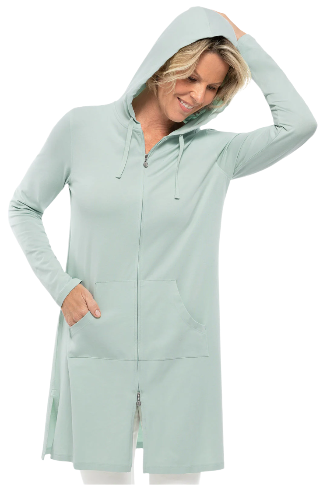 Coolibar Cabana Hoodie Coverup UPF 50+ - Misty Aqua