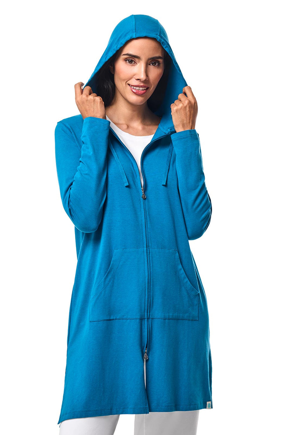 Coolibar Cabana Hoodie Coverup UPF 50+ - Bluejay