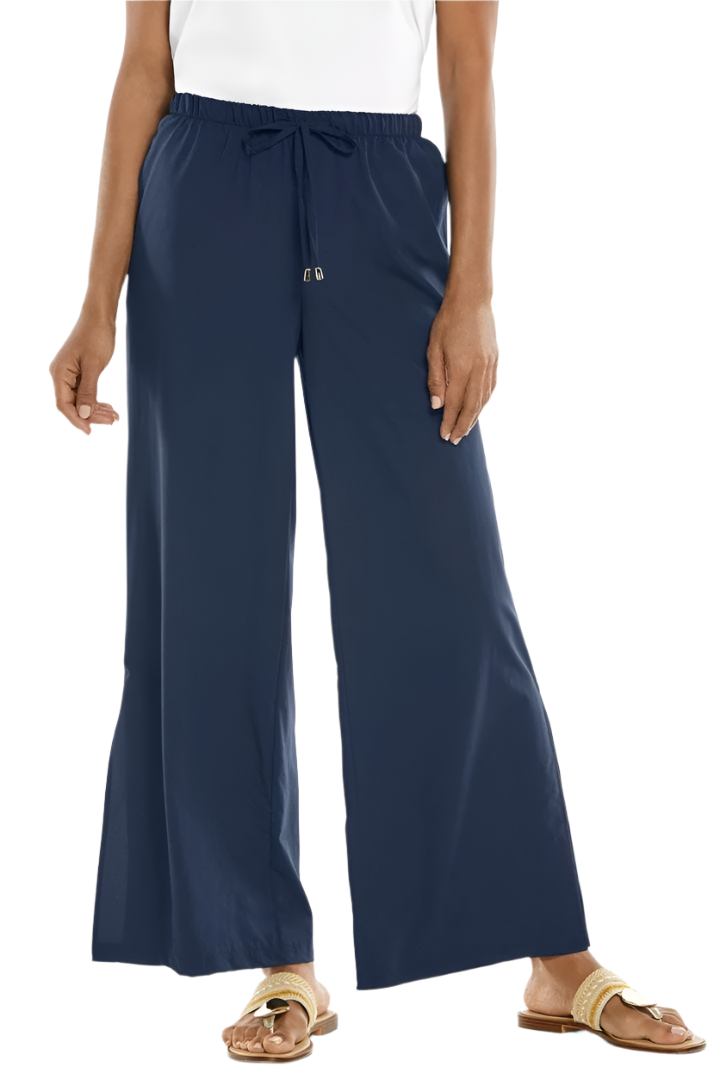 Coolibar Petra Wide Leg Pants UPF 50+ - Navy
