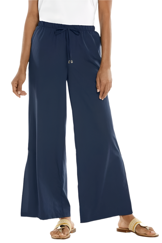 Coolibar Petra Wide Leg Pants UPF 50+ - Navy