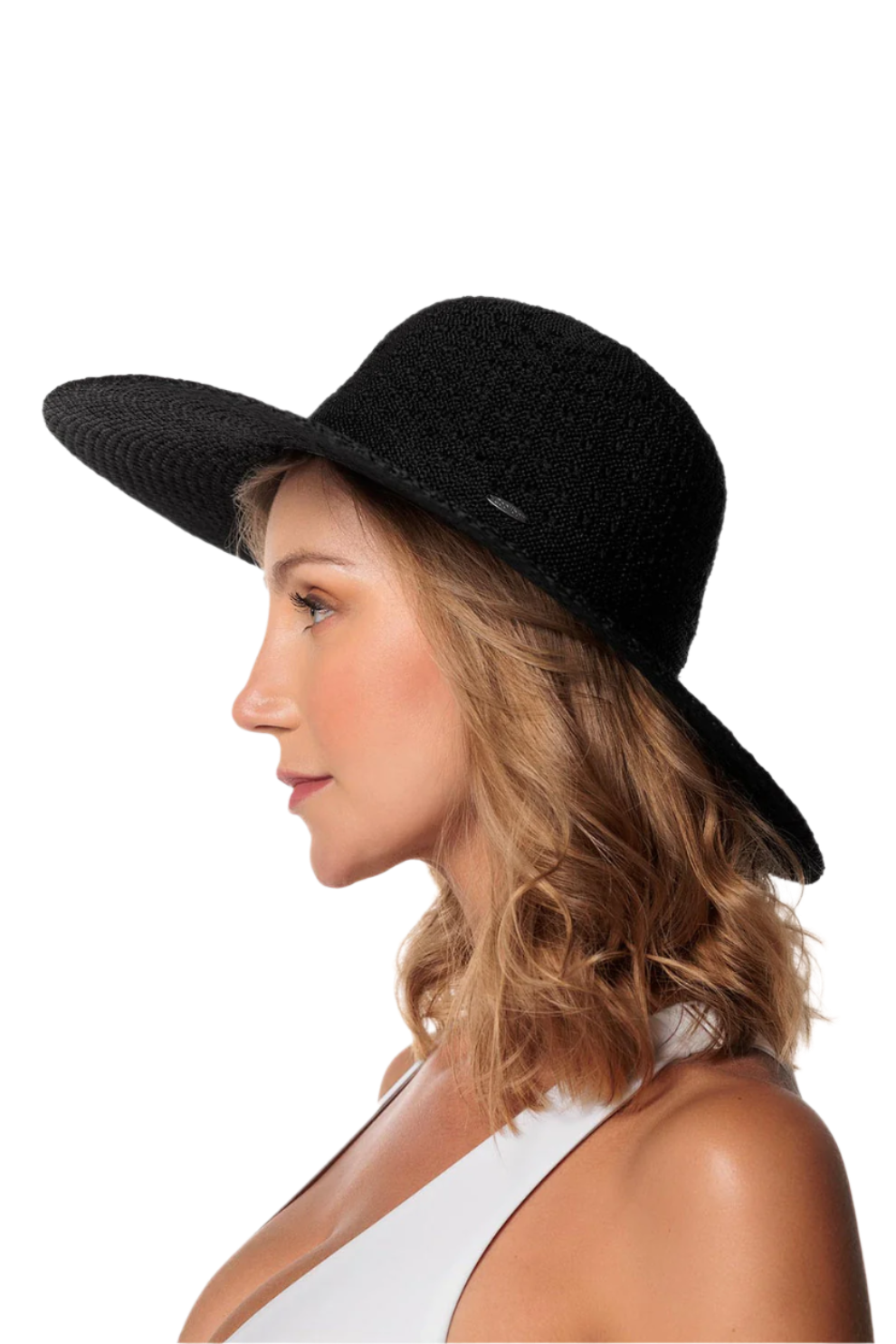Coolibar Perla Packable Wide Brim Hat UPF 50+ - Black