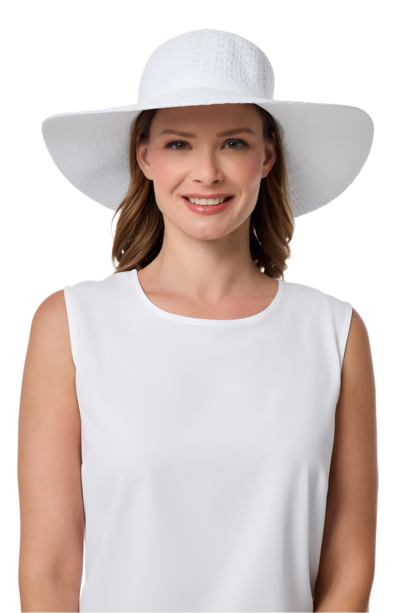 Coolibar Perla Packable Wide Brim Hat UPF 50+ - White