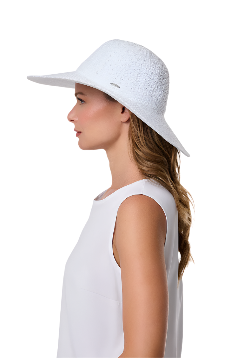 Coolibar Perla Packable Wide Brim Hat UPF 50+ - White