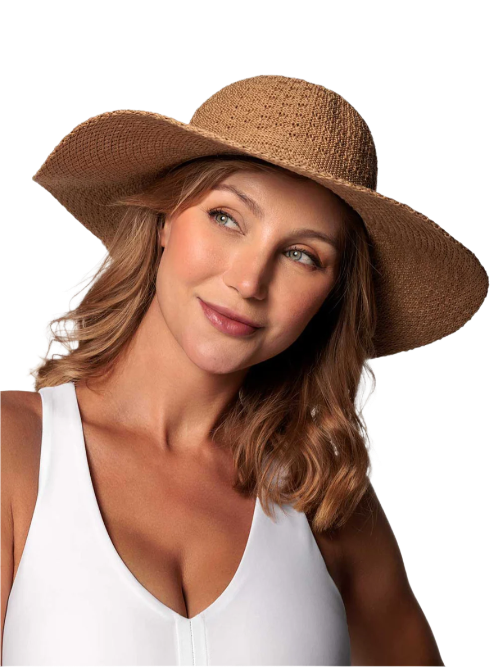 Coolibar Perla Packable Wide Brim Hat UPF 50+ - Tan
