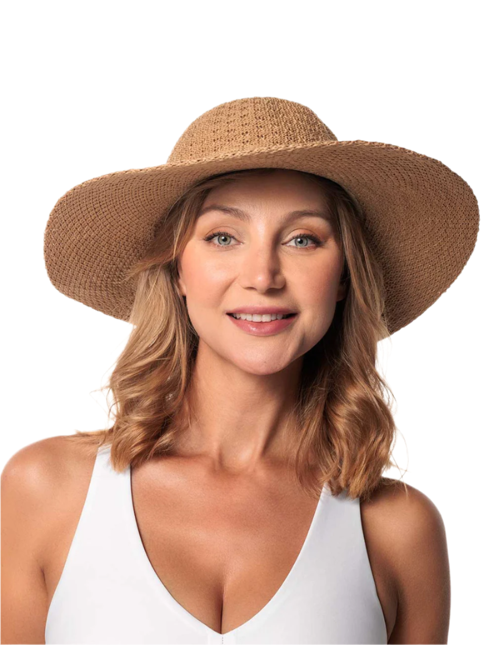 Coolibar Perla Packable Wide Brim Hat UPF 50+ - Tan