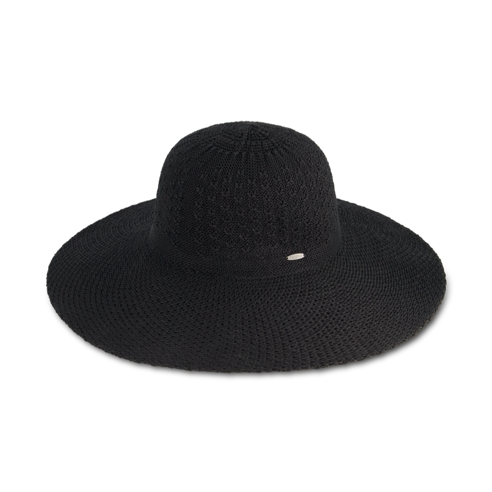 Coolibar Perla Packable Wide Brim Hat UPF 50+ - Black