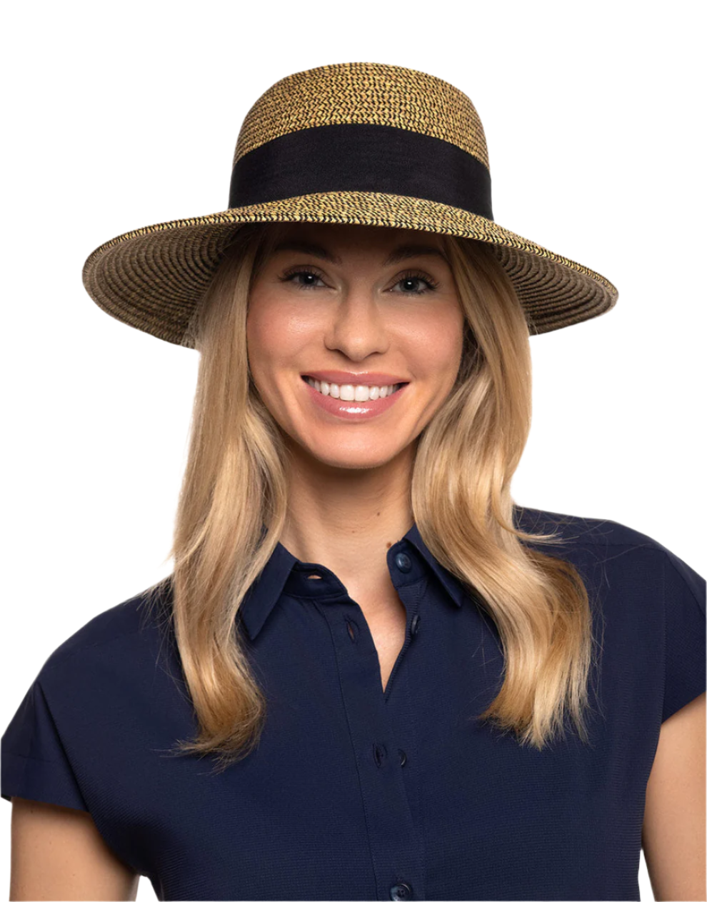 Coolibar Clara Asymmetrical Sun Hat UPF 50+ - Coffee Multi