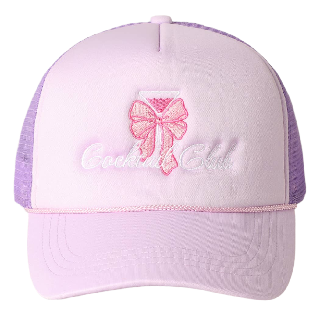 SSR Bow Cocktail Club Embroidered Trucker Hat - Lavender