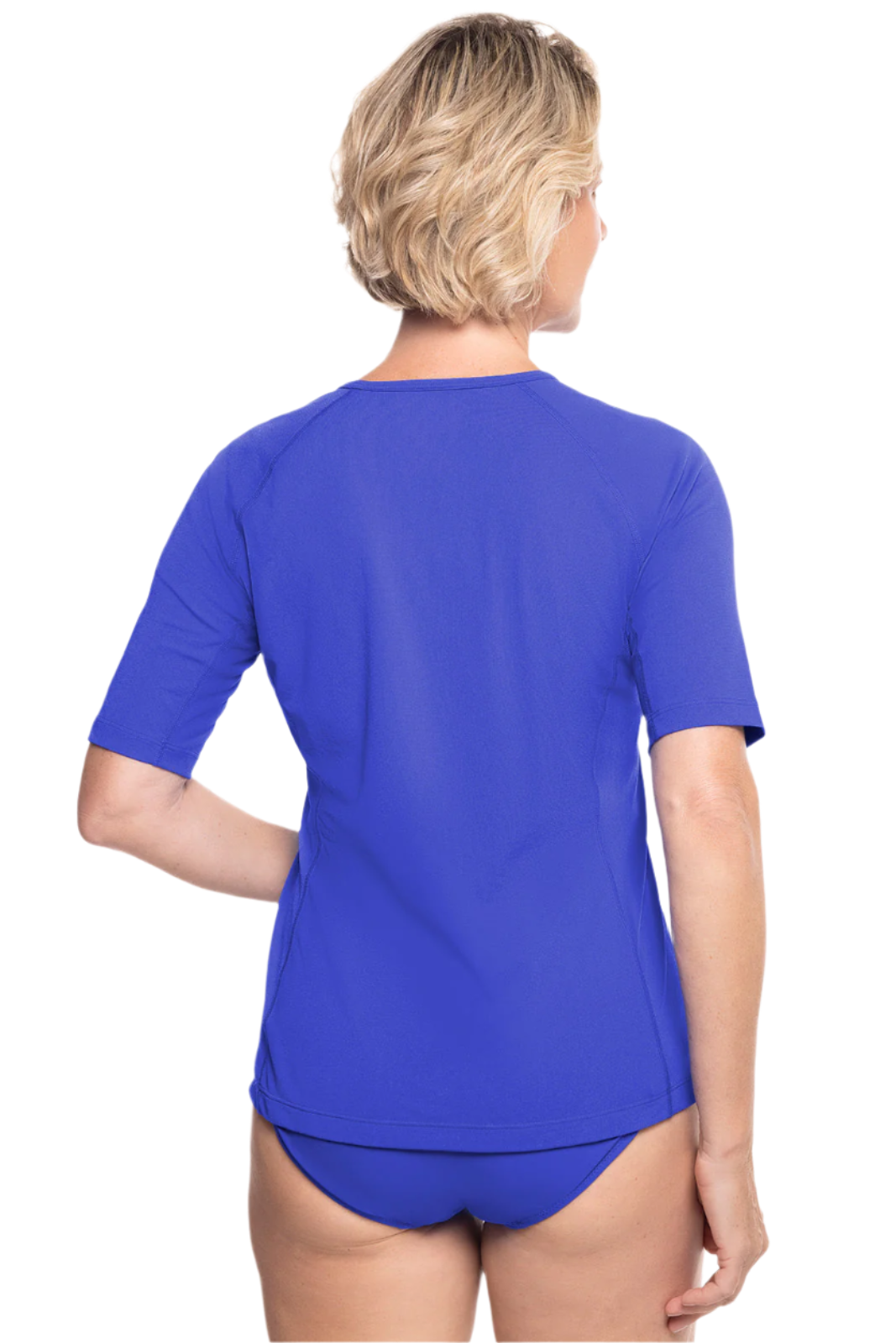 Coolibar Women's Hightide Short Sleeve Swim Shirt UPF 50+ - Baja Blue