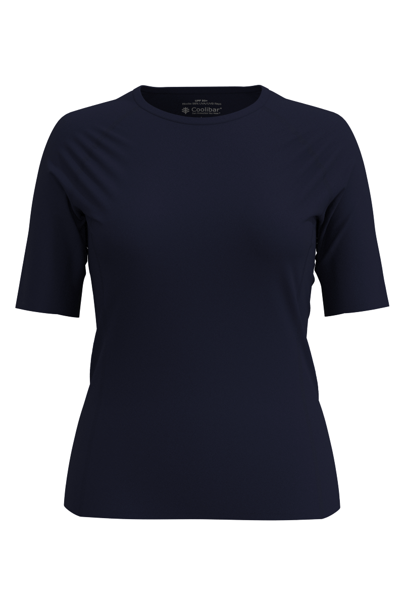 Coolibar Women's Hightide Short Sleeve Swim Shirt UPF 50+ - Navy