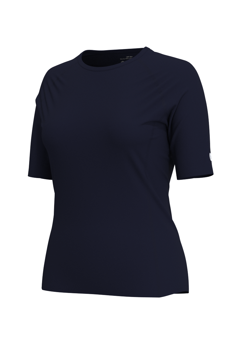 Coolibar Women's Hightide Short Sleeve Swim Shirt UPF 50+ - Navy