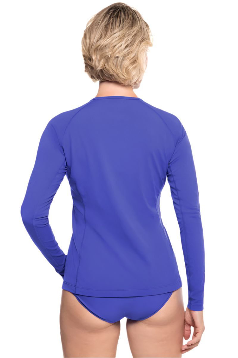 Coolibar Women's Hightide Long Sleeve Swim Shirt UPF 50+ - Baja Blue