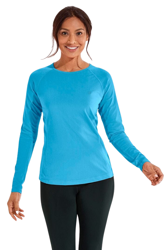 Coolibar Women's Hightide Long Sleeve Swim Shirt UPF 50+ - Antigua Blue
