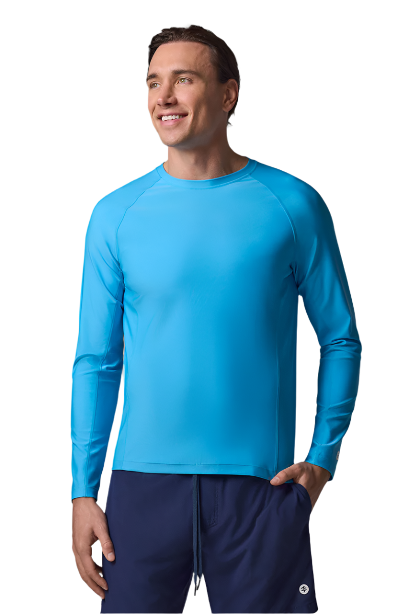 Coolibar Men's Hightide Lite Long Sleeve Shirt - Malibu Blue