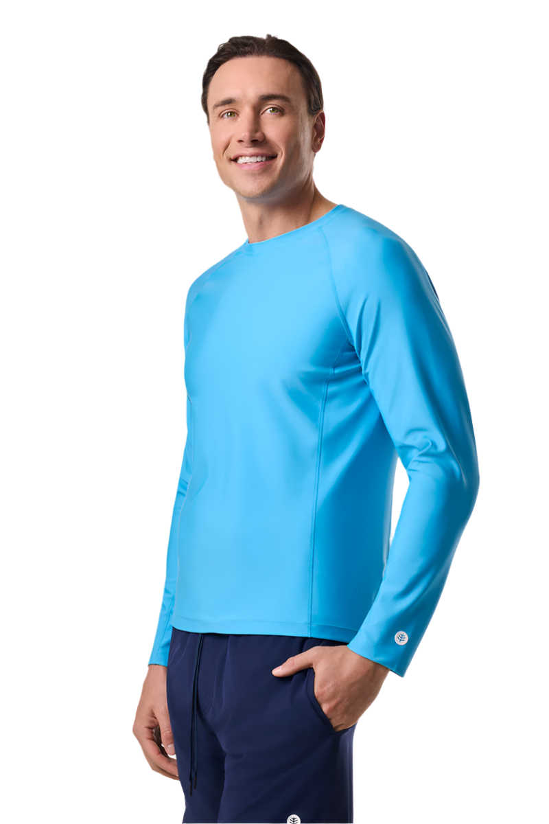 Coolibar Men's Hightide Lite Long Sleeve Shirt - Malibu Blue