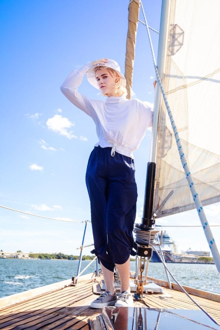 Coolibar Petra Wide Leg Pants UPF 50+ - Navy