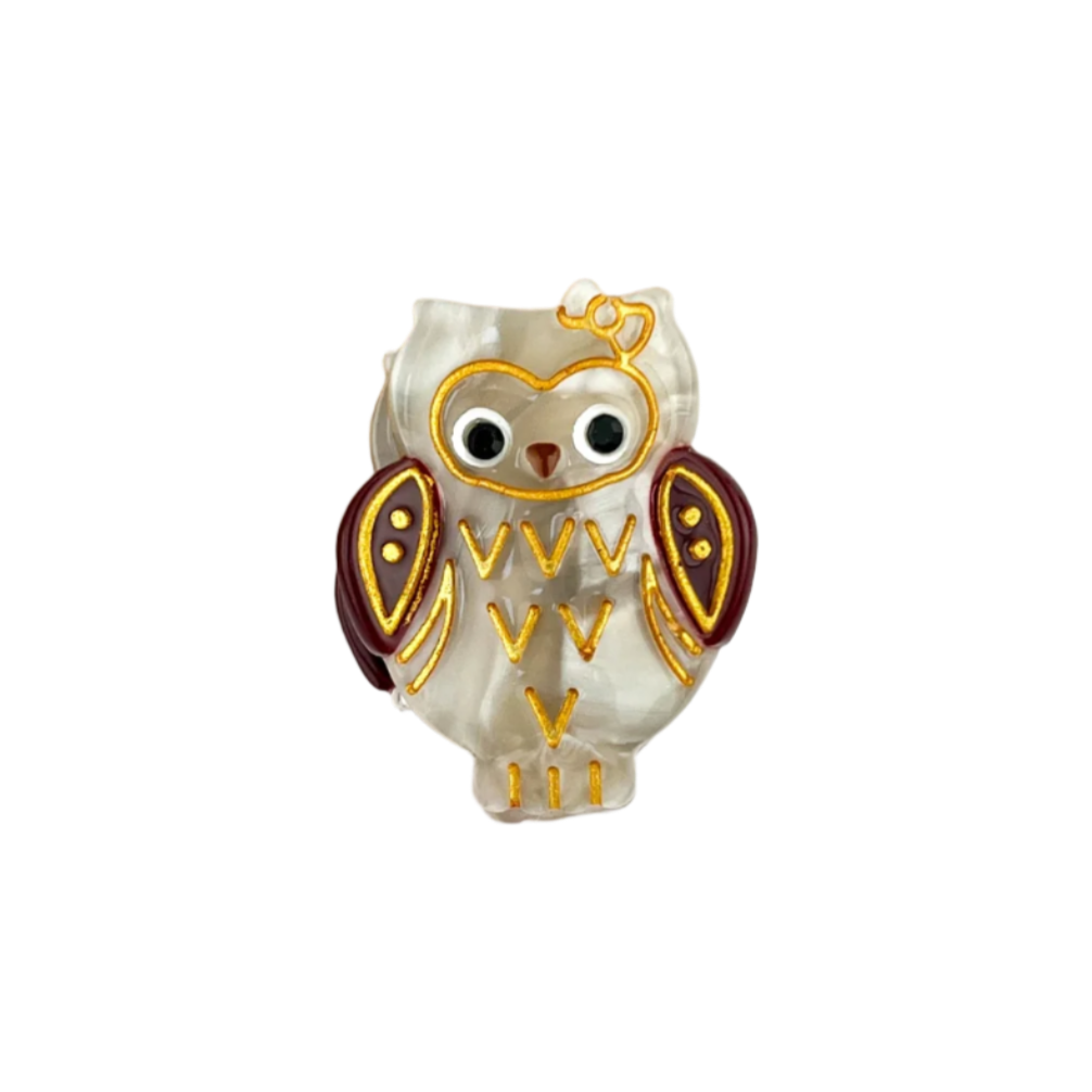 SSR Acetate Mini Gray Owl Claw Clip