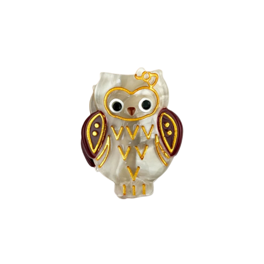 SSR Acetate Mini Gray Owl Claw Clip