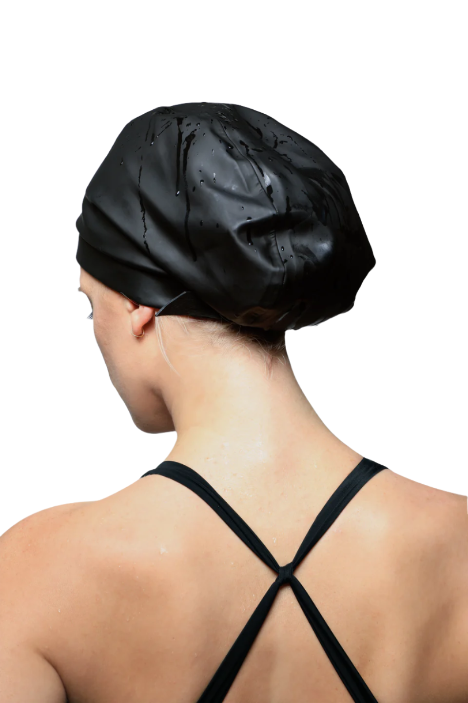 Hairbrella Satin-Lined Waterproof Adjustable Swim Cap - Black
