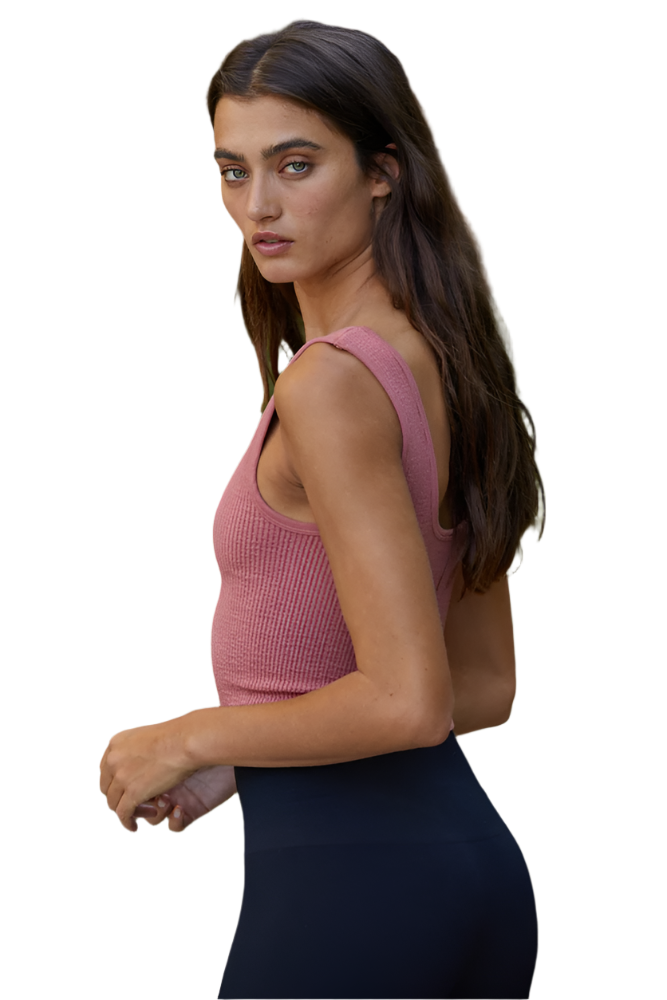 By Together Seamless Sleeveless UV-Neck Reversible Brami Tank Top - Ruby