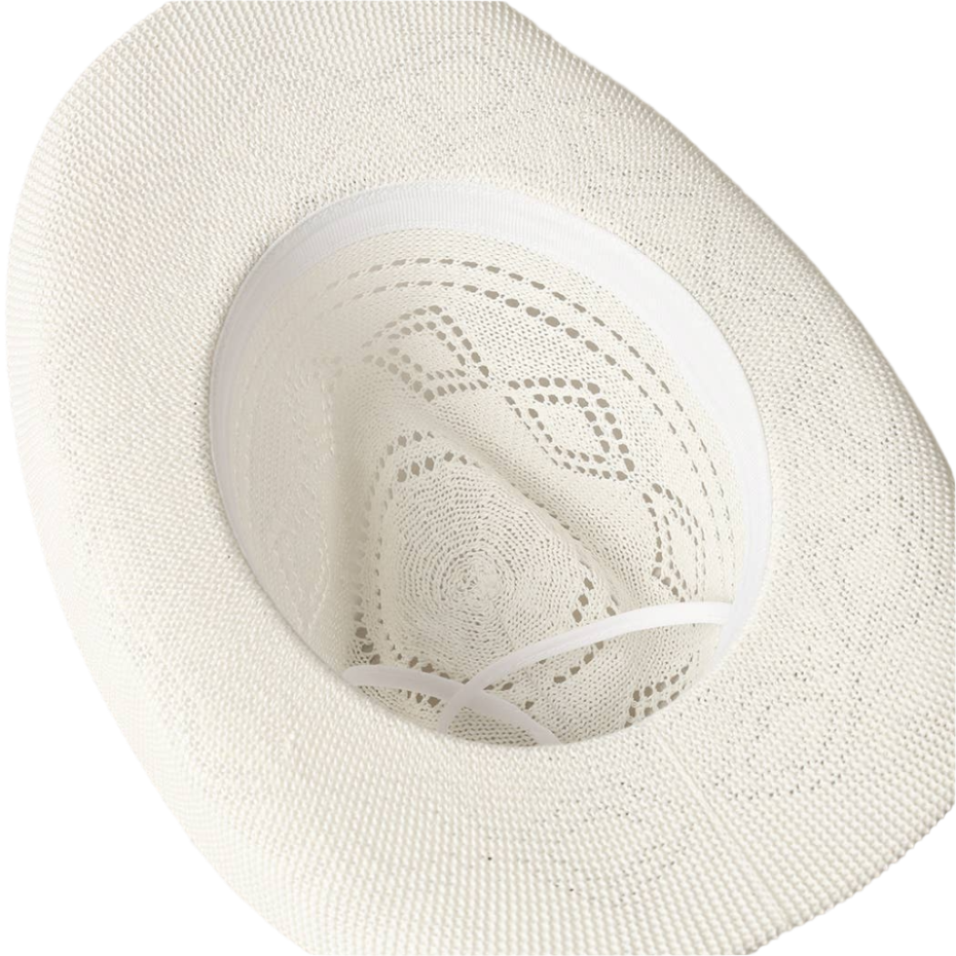 SSR Women's Eco-Friendly Woven Cowboy Panama Adjustable Sun Hat - White