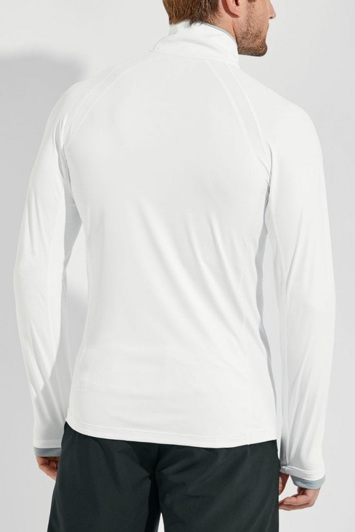 Coolibar Men's Ultimate Half-Zip Rash Guard UPF 50+ - White Line