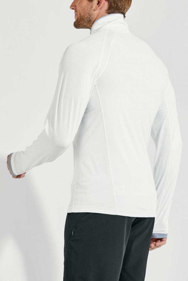 Coolibar Men's Ultimate Half-Zip Rash Guard UPF 50+ - White Line