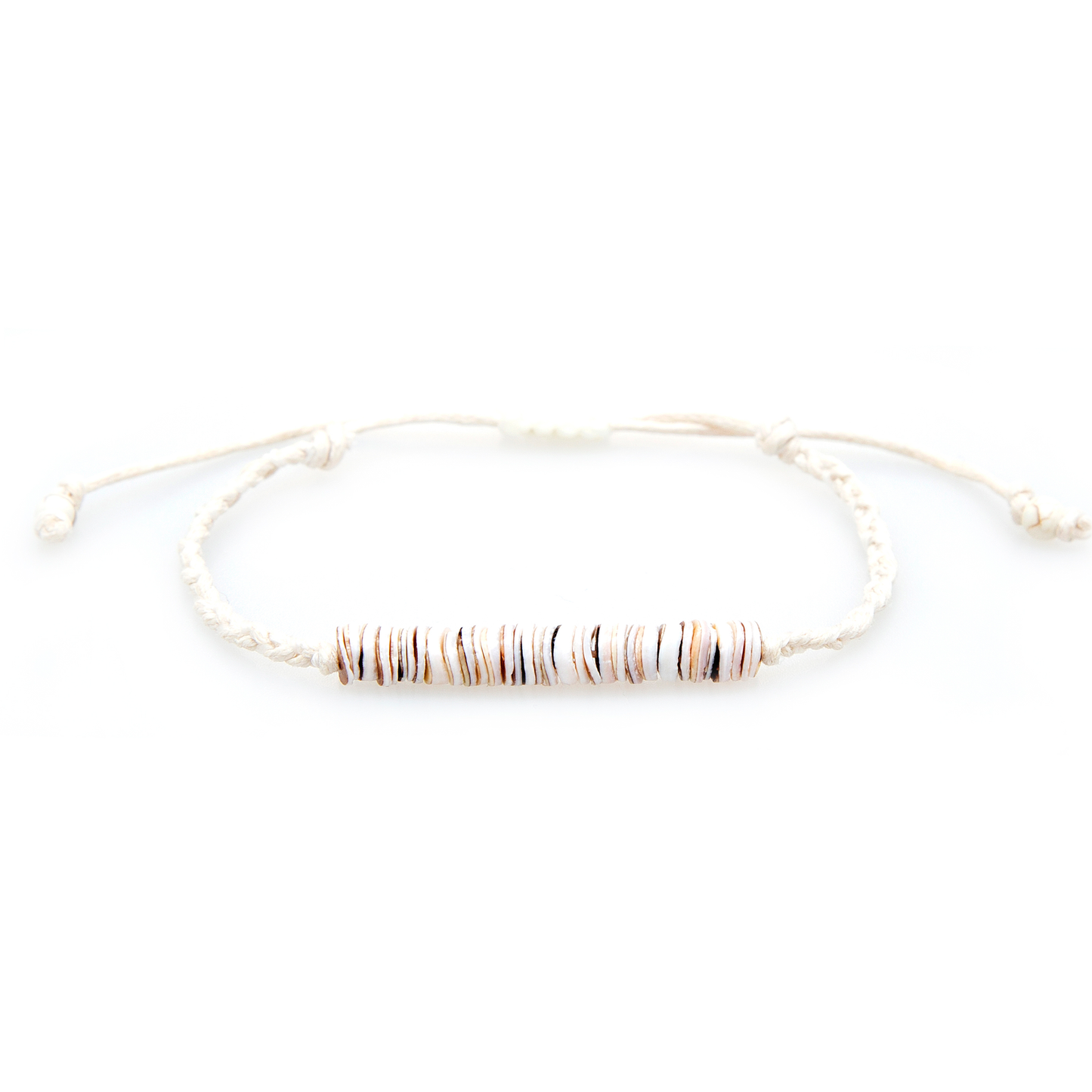 Lotus and Luna Braided Puka Bracelet - Sage