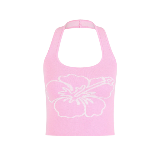 Kulani Kinis Knit Halter Tank Top - Petal Pop