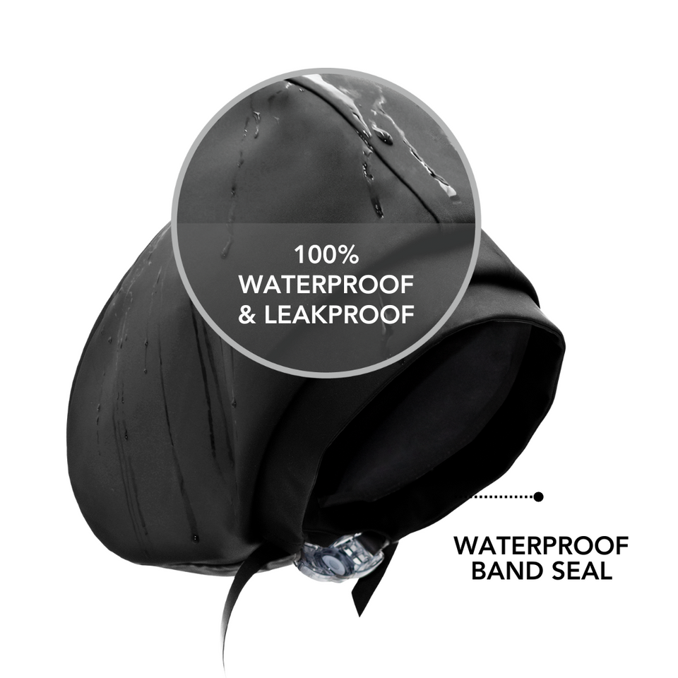 Hairbrella Satin-Lined Waterproof Adjustable Swim Cap - Black