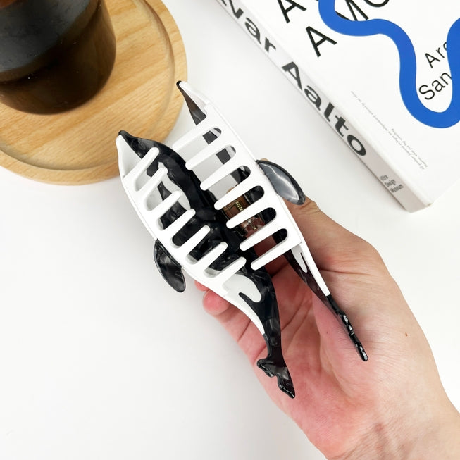 SSR Acetate Orca Killer Whale Hair Claw Clip - Black/White