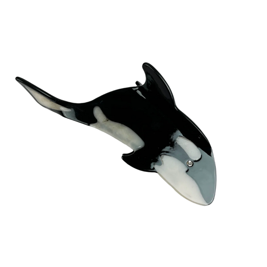 SSR Acetate Crystal Whale Hair Claw Clip - Black/White