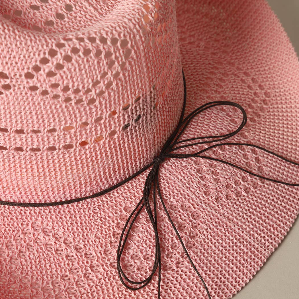 SSR Women's Eco-Friendly Woven Cowboy Panama Adjustable Sun Hat - Pink