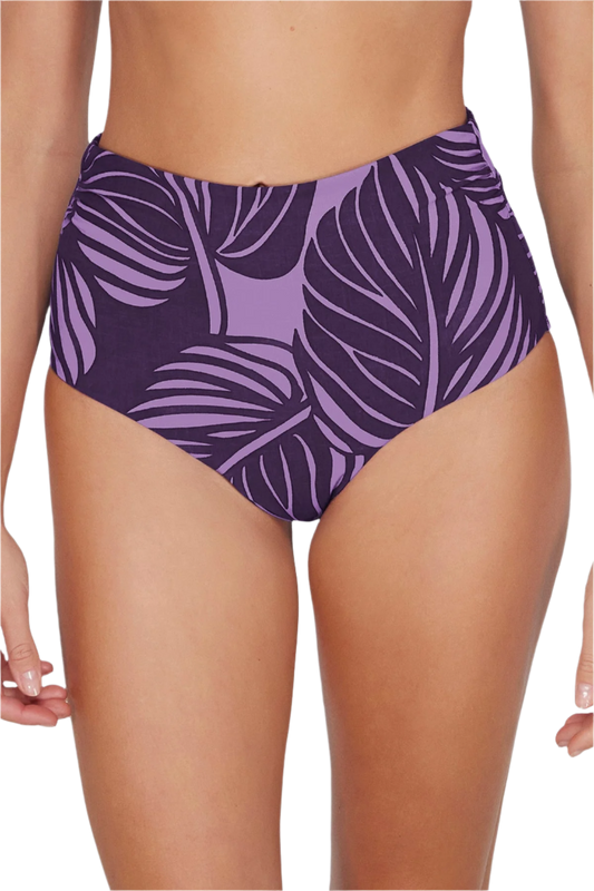 Sunsets Capri Shirred High Waist Bottom - Mystic Palms