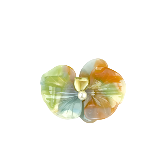 SSR Acetate 3D Phalaenopsis Orchid Hair Claw Clip - Orange Blue