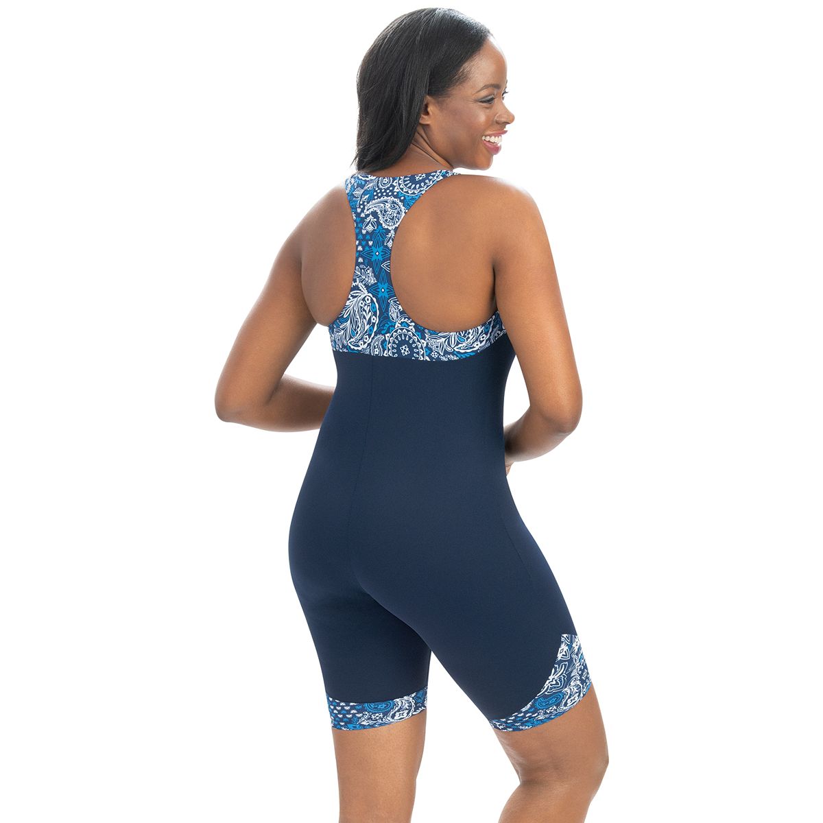 Dolfin Discontinued Aquatard Chlorine Resistant One Piece Swimsuit - Navy Paisley- FINAL SALE!