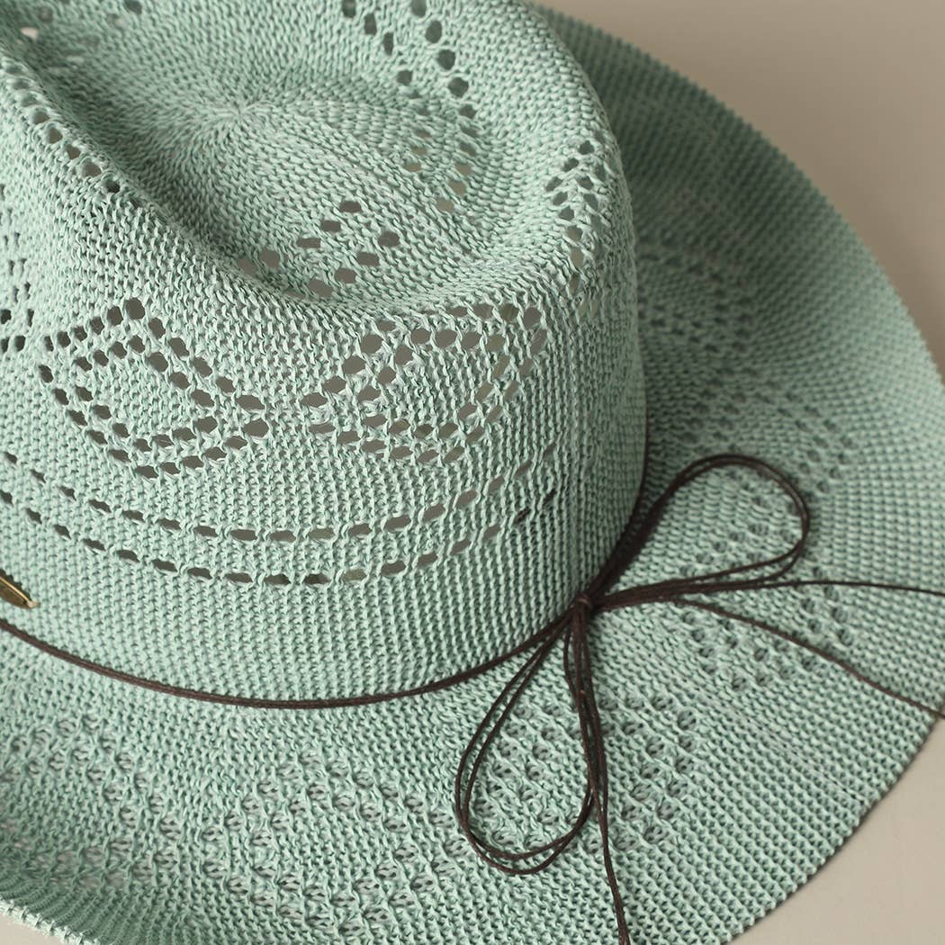 SSR Women's Eco-Friendly Woven Cowboy Panama Adjustable Sun Hat - Mint