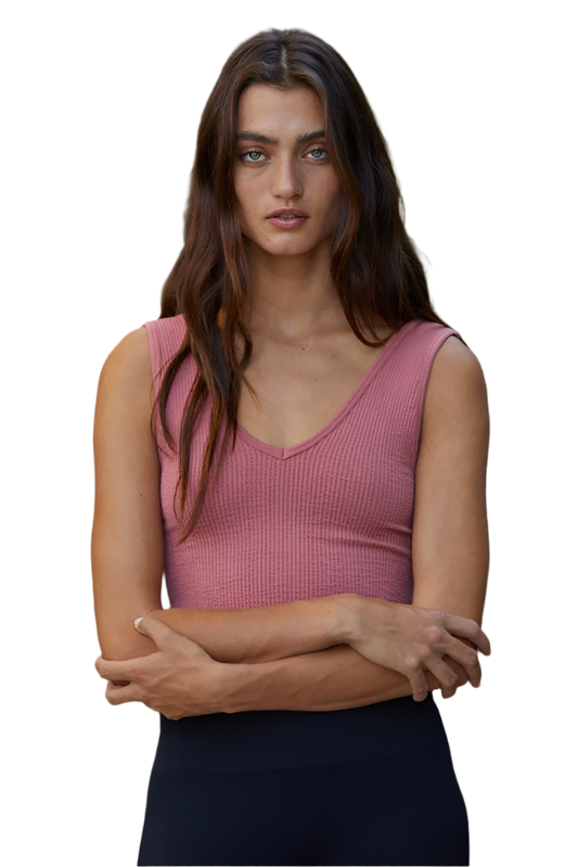By Together Seamless Sleeveless UV-Neck Reversible Brami Tank Top - Ruby