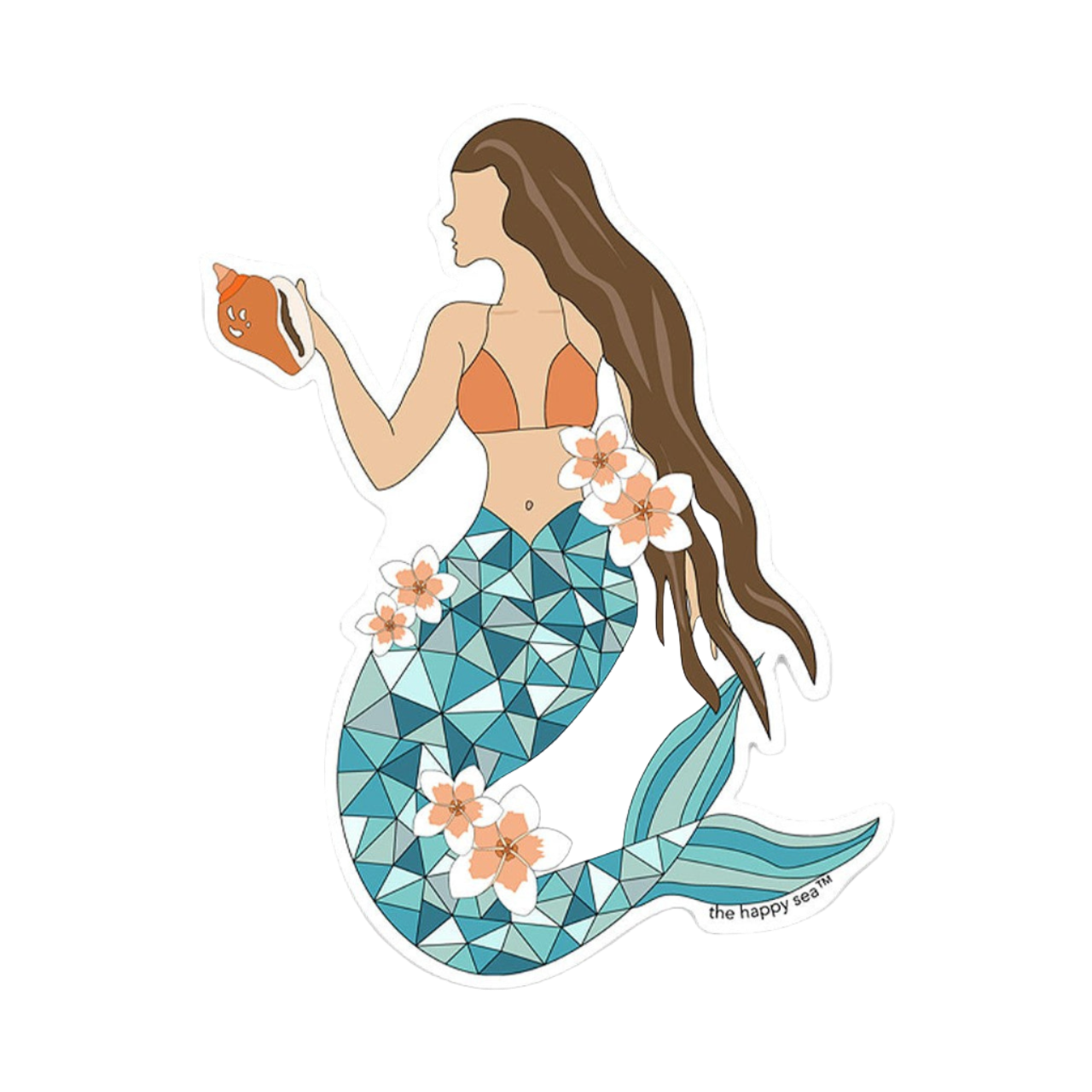 The Happy Sea Hibiscus Mermaid Sticker
