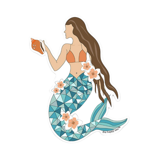 The Happy Sea Hibiscus Mermaid Sticker