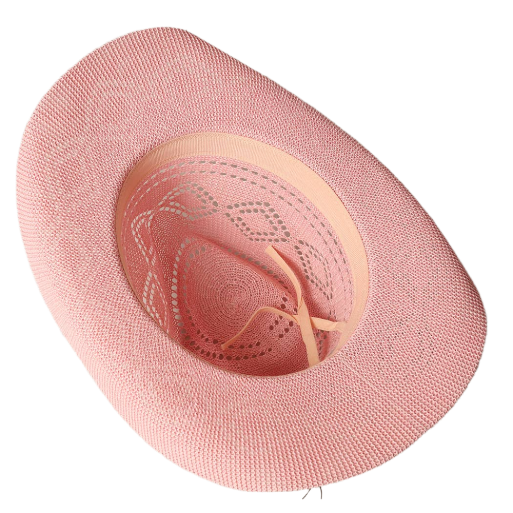 SSR Women's Eco-Friendly Woven Cowboy Panama Adjustable Sun Hat - Pink
