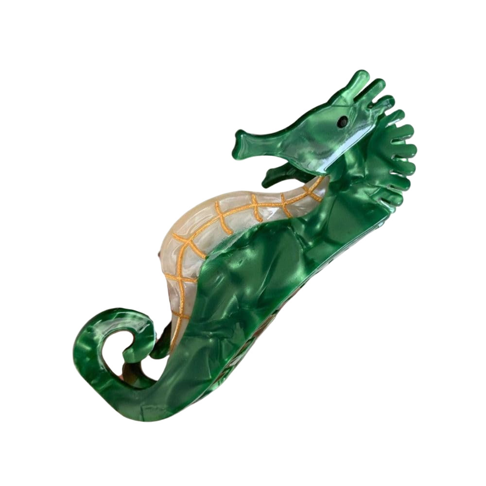 SSR Acetate Ocean Animal Hair Clip Green Seahorse