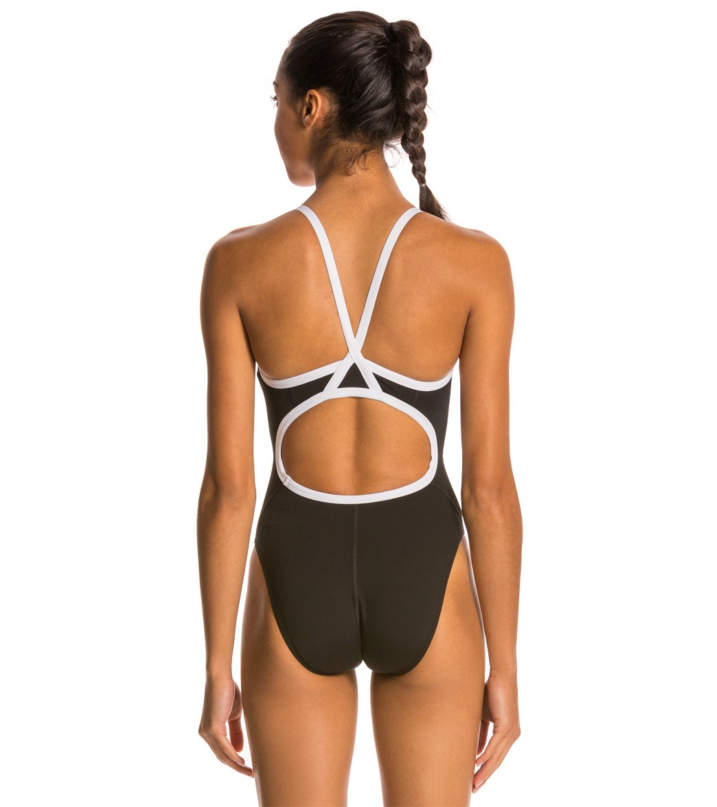 Speedo Endurance Flyback Solid Youth Swimsuit - Black/White