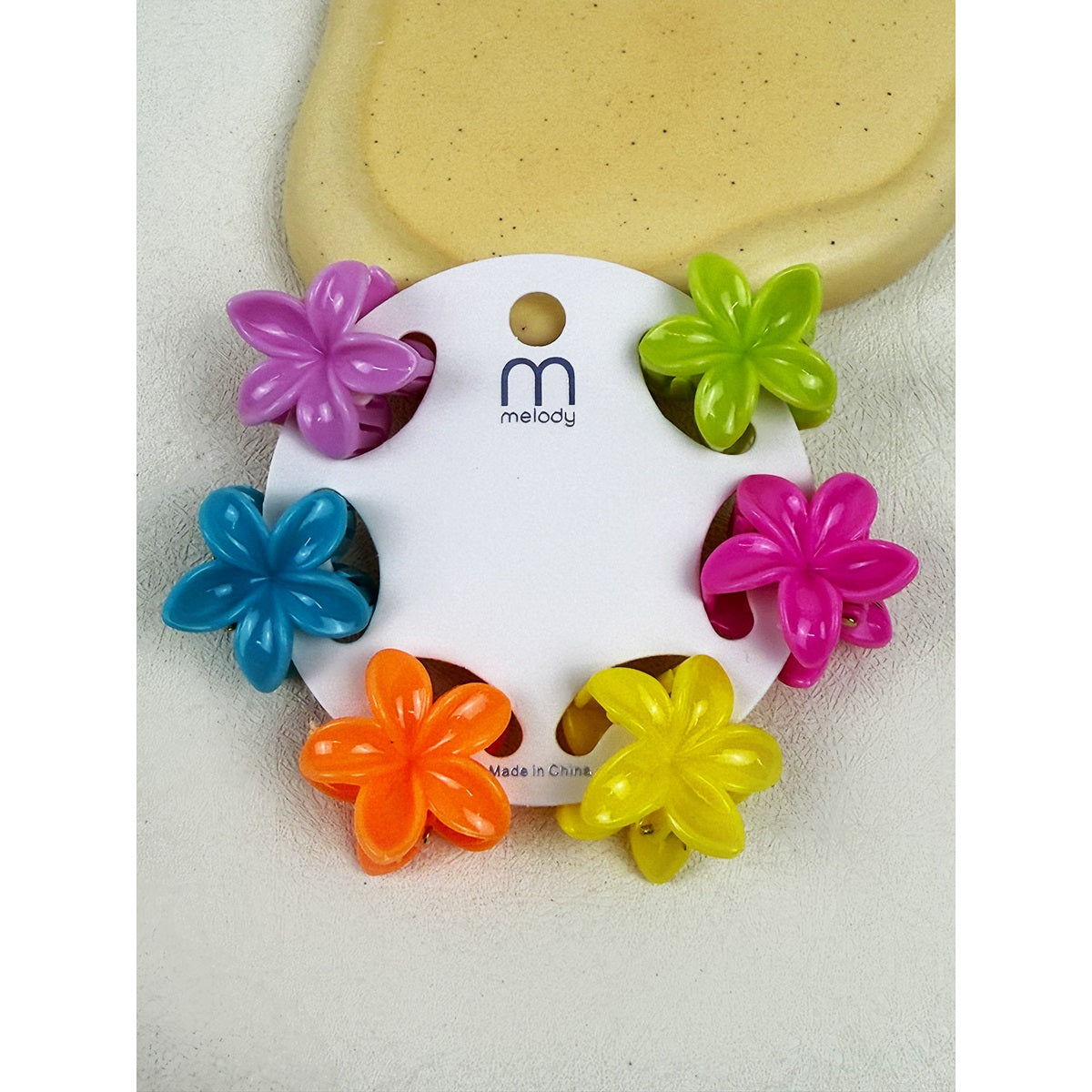 SSR Melody Mini Plumeria Hair Claw Clip Colorful 6 pack