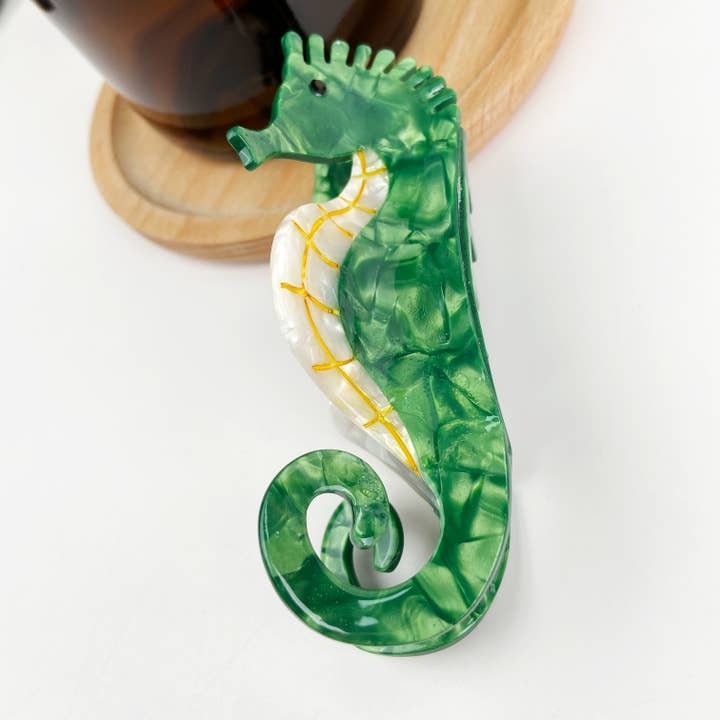SSR Acetate Ocean Animal Hair Clip Green Seahorse