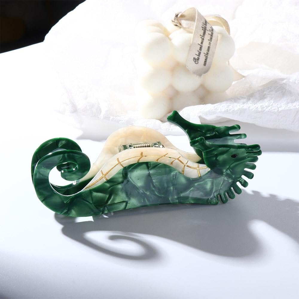 SSR Acetate Ocean Animal Hair Clip Green Seahorse